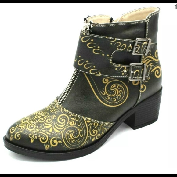 goby Shoes - Goby Zippered Ankle Boots Paisley Size 38 New